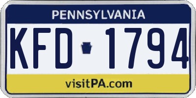 PA license plate KFD1794