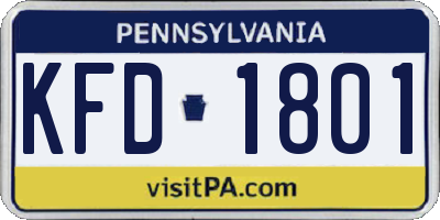 PA license plate KFD1801