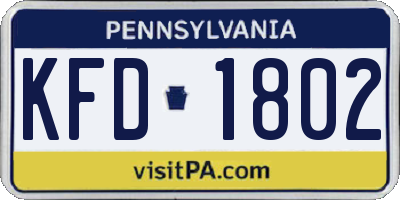 PA license plate KFD1802