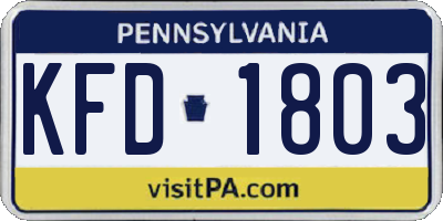 PA license plate KFD1803