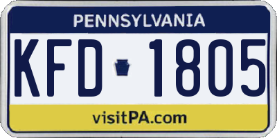 PA license plate KFD1805