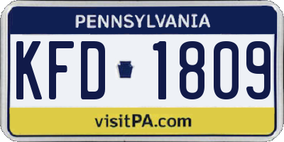PA license plate KFD1809