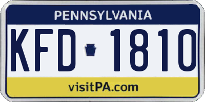 PA license plate KFD1810