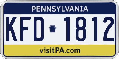 PA license plate KFD1812