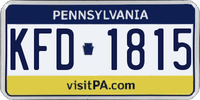 PA license plate KFD1815