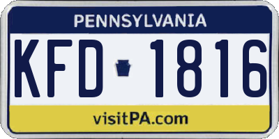 PA license plate KFD1816