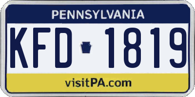 PA license plate KFD1819