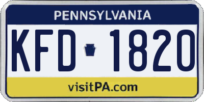 PA license plate KFD1820