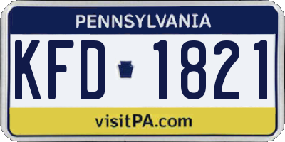 PA license plate KFD1821