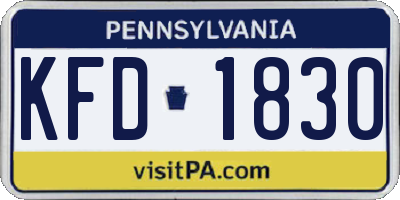 PA license plate KFD1830