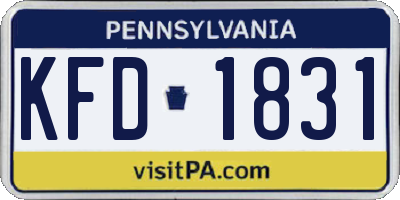 PA license plate KFD1831