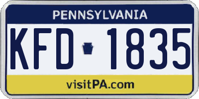 PA license plate KFD1835