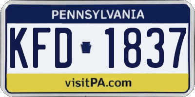 PA license plate KFD1837