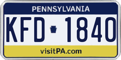 PA license plate KFD1840