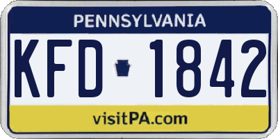 PA license plate KFD1842