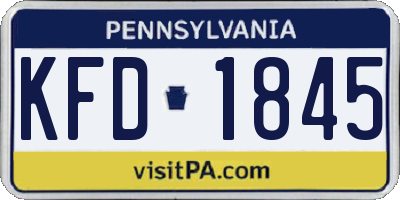 PA license plate KFD1845