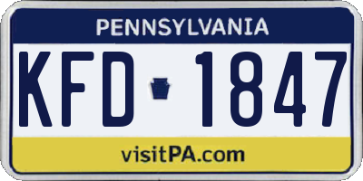 PA license plate KFD1847