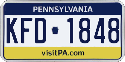 PA license plate KFD1848