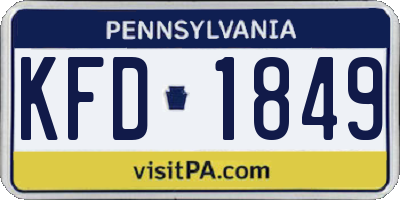 PA license plate KFD1849