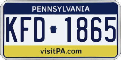 PA license plate KFD1865