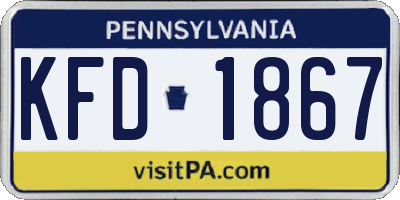 PA license plate KFD1867
