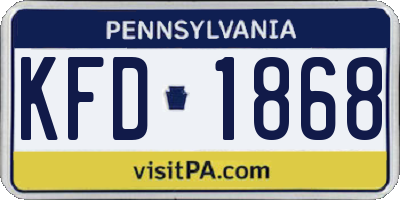 PA license plate KFD1868