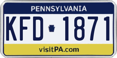 PA license plate KFD1871