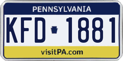 PA license plate KFD1881