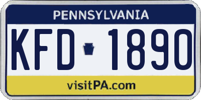 PA license plate KFD1890