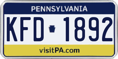 PA license plate KFD1892