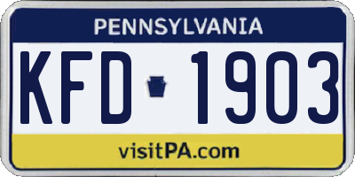 PA license plate KFD1903