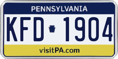 PA license plate KFD1904