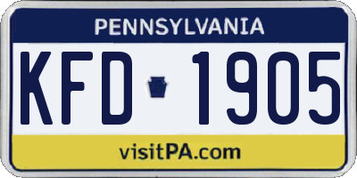 PA license plate KFD1905