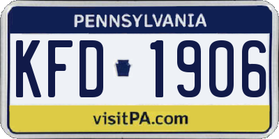 PA license plate KFD1906