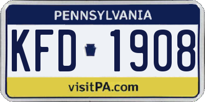 PA license plate KFD1908
