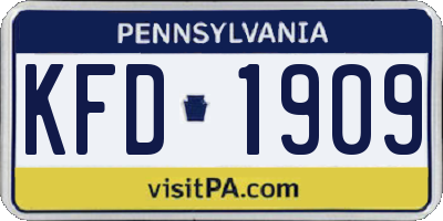 PA license plate KFD1909