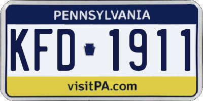 PA license plate KFD1911