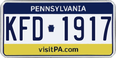 PA license plate KFD1917
