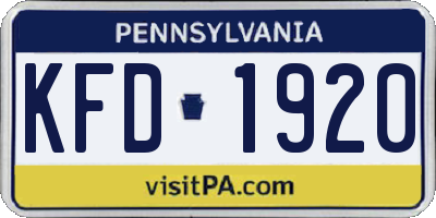 PA license plate KFD1920