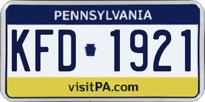 PA license plate KFD1921