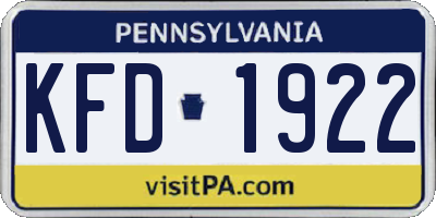 PA license plate KFD1922