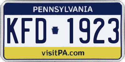 PA license plate KFD1923