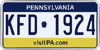 PA license plate KFD1924
