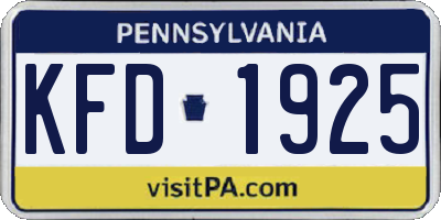 PA license plate KFD1925