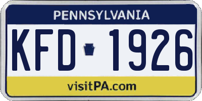 PA license plate KFD1926