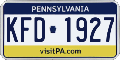 PA license plate KFD1927