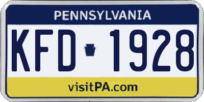 PA license plate KFD1928