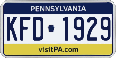PA license plate KFD1929