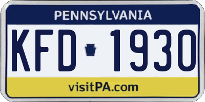 PA license plate KFD1930