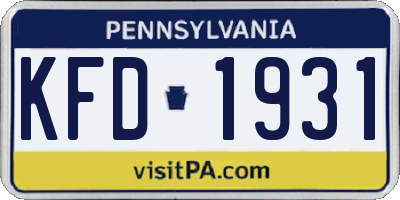 PA license plate KFD1931